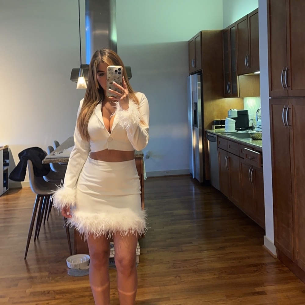 White Blazer Skirt Set NWT